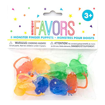 Colorful & Entertaining Monster Finger Puppets Net Bag - 8 Count - Perfect For Creative Play, Storytelling, And Party Favors
