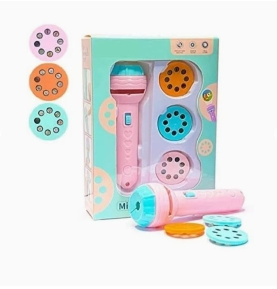 Kids LED Projection Flashlight Toy with 3 Slide Discs  Educational Image Projector Torch for Boys & Girls