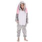 Lobujou Kids Onesie Costume For Boys Girls Halloween Animal Cosplay One Piece Flannel Hooded Gray Rabbit Xl