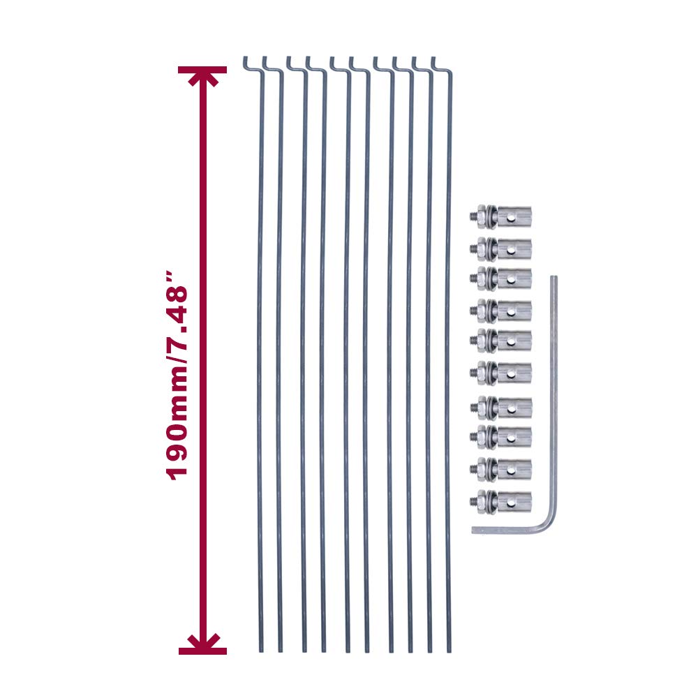 20Pcs Adjustable Pushrod Connector Linkage Stopper&F1.2Mm X L190Mm (7.5 Inch) Steel Z Push Rods Parts W/Storage Box For Rc Airpl