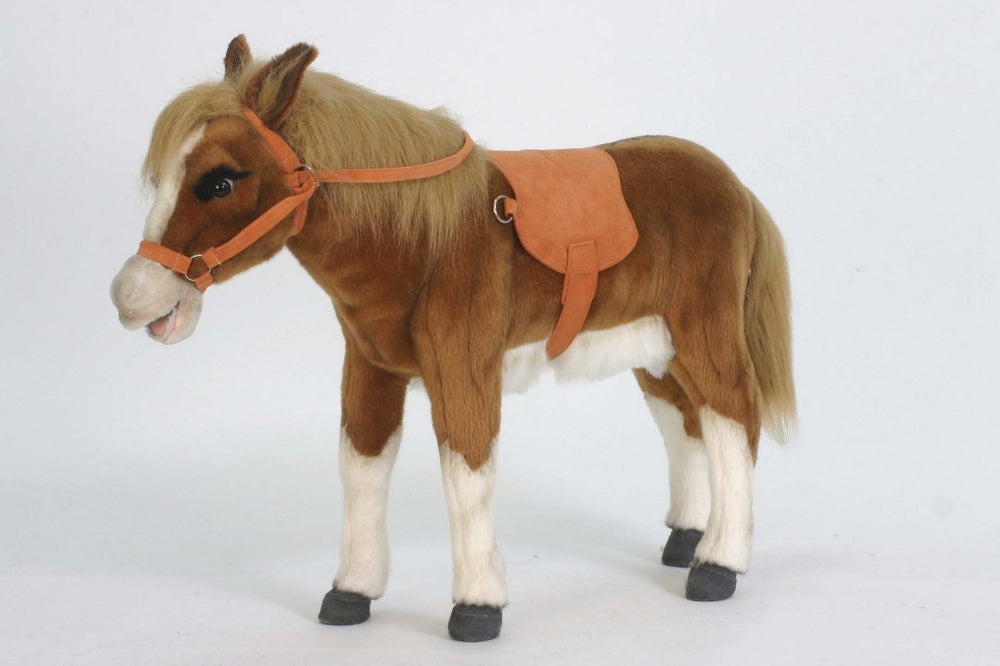 HANSA Plush Pony Toy - True-to-Life 27.56 in. Brown Stuffed Animal, Model 5444