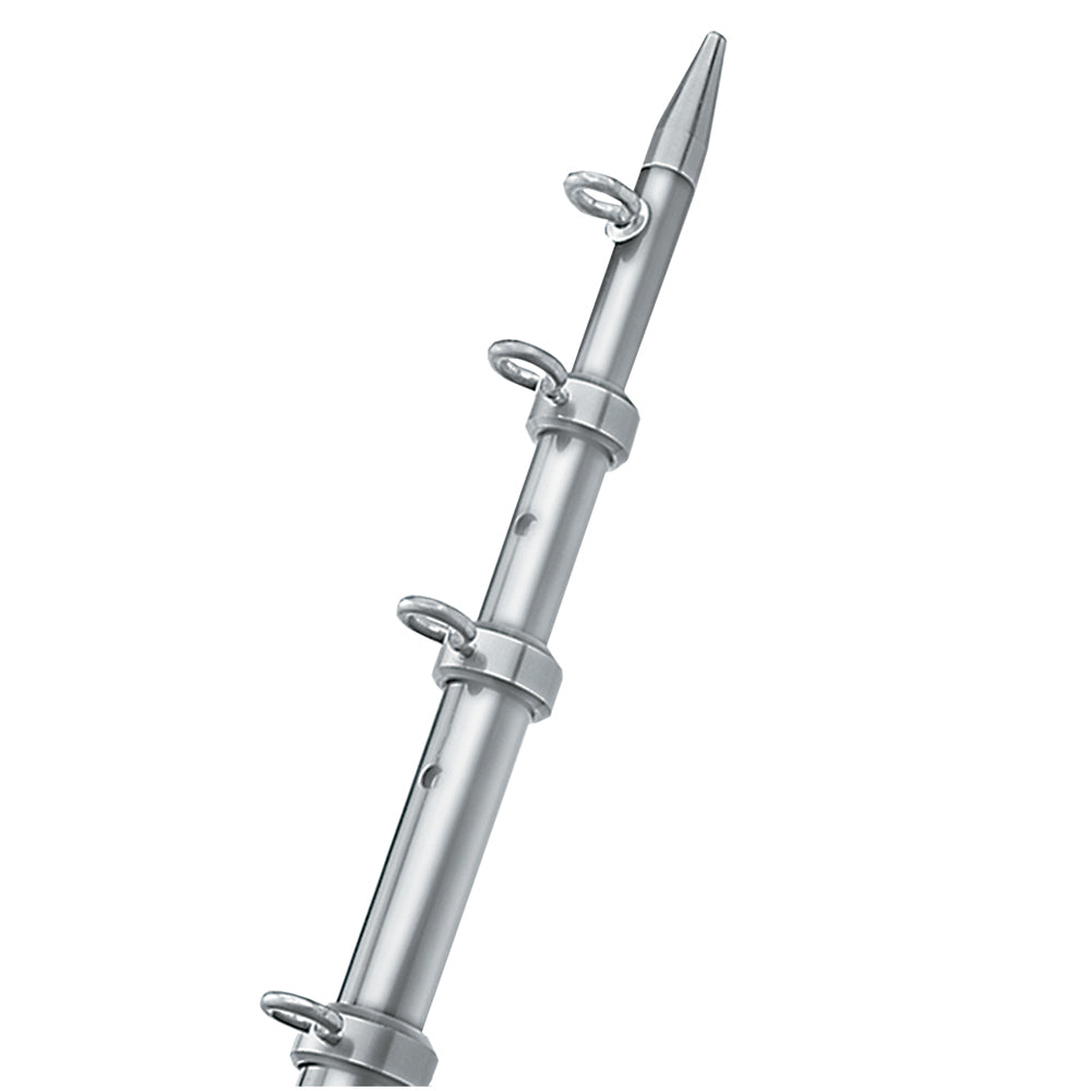 TACO 8 Center Rigger Pole - Silver w/Silver Rings & Tip - 1-1/8 Butt End Diameter