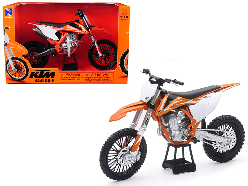 Ktm 450 Sx-F Dirt Bike Orange And White 1/10 Diecast Motorcycle Model By New Ray