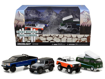 Motor World Diorama Rocky Mountain Trail Climb 4Pcs Set 1/64 Diecast Model Cars By Greenlight