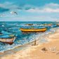 500 Piece Jigsaw Puzzle, Morning at the Seaside, Art Collection, Coastal Fishing Boats, Oil Painting, Fine Art jigsaw, Seaside, Adult Puzzle, Castorland B-53919