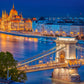 500 Piece Jigsaw Puzzle, Budapest by Night, Hungary, Riverside, City at night, Adult Puzzle, Castorland B-53940