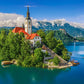 500 Piece Jigsaw Puzzle, Bled, Slovenia, Historic church, Lake view, Alps landscape, Adult Puzzle, Castorland B-54114