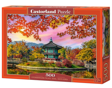 500 Piece Jigsaw Puzzle, Gyeongbokgung Palace, Seoul, South Korea, Autumn Leaves, Fall Scenery, Colorful, Reflection, Adult Puzzle, Castorland B-54138