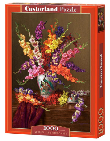 1000 Piece Jigsaw Puzzle, Gladioli in Chinese Vase, Flower puzzles, Still nature painting, Art. puzzle, Adult Puzzle, Castorland C-104949-2