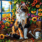 1000 Piece Jigsaw Puzzle, Blooming Cat Meditation, Cat puzzle, Flower scenery, Charming view, Adult Puzzle, Castorland C-105342-2