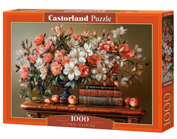1000 Piece Jigsaw Puzzle, Floral Evening, Floral Still Life, Vintage Library, Fine Art Hobby, Adult Puzzle, Castorland C-105373-2