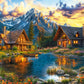 1000 Piece Jigsaw Puzzle, Summertime Evening, Cozy mountain cabins, Peaceful beauty, Sunset, Adult Puzzle, Castorland C-105397-2