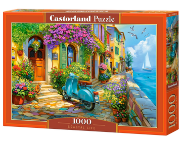 1000 Piece Jigsaw Puzzle, Coastal Life, Mediterranean Village, Italian Riviera puzzle, Seaside, Adult Puzzle, Castorland C-105465-2