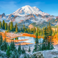 1000 Piece Jigsaw Puzzle, Mount Rainier National Park, USA, Snow-capped mountain puzzle, Calming landscape, Adult Puzzle, Castorland C-105496-2