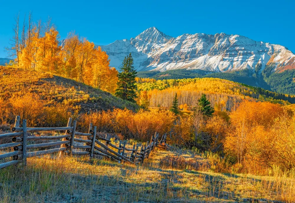 1000 Piece Jigsaw Puzzle, View Of Wilson Peak In Autumn, USA, Rustic autumn mountain landscape, Nature puzzle, Adult Puzzle, Castorland C-105502-2