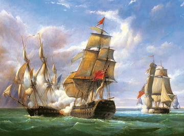 3000 Piece Jigsaw Puzzle, "Combat between the French and the English Vessels", Naval battle, Historical puzzles, Canon battle,  Adult Puzzle, Castorland C-300037-2