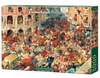 3000 Piece Jigsaw Puzzle, Bull Run in Pampeluna, Art Collection, Busy City Street Cartoon Scene, High Detail Seek and Find, Adult Puzzle, Castorland C-300648-2