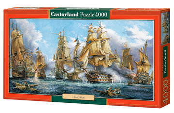 4000 Piece Jigsaw Puzzle, Naval Battle, Nautic painting, Old navy ships, Sailing ships at war, Adult Puzzle, Castorland C-400102-2