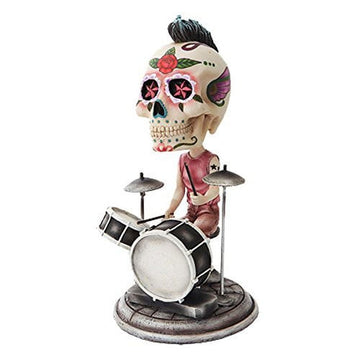 6.5 Inch Day Of Thedead Bobblehead Drummer Painted Figurine