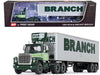 Ford Lt-9000 Day Cab With Vintage 40' Dry Goods Tandem-Axle Trailer Green ''Branch Motor Express'' 1/64 Diecast Model By Dcp/Fir