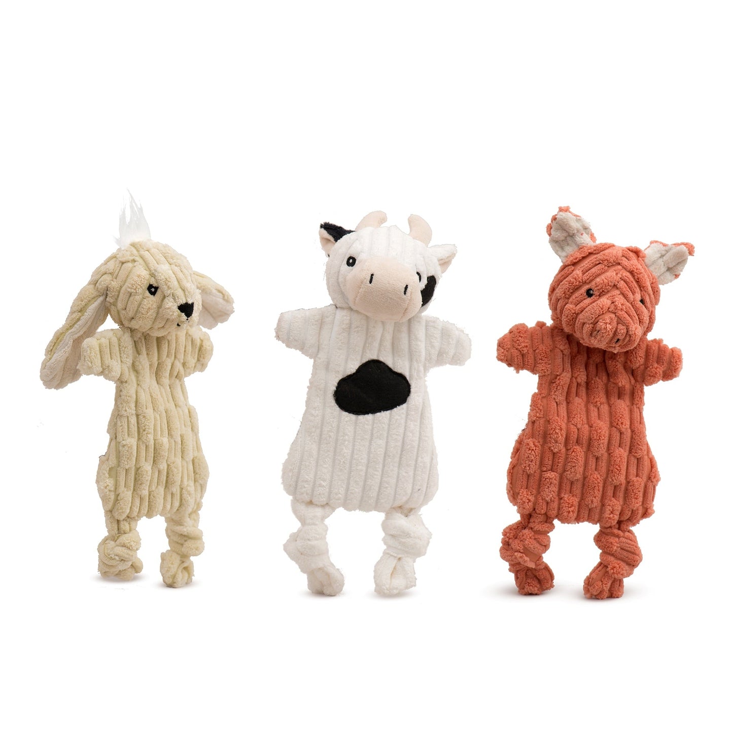 Barnyard HuggleFlatties™ Assorted Durable Plush Dog Toys (3pk)