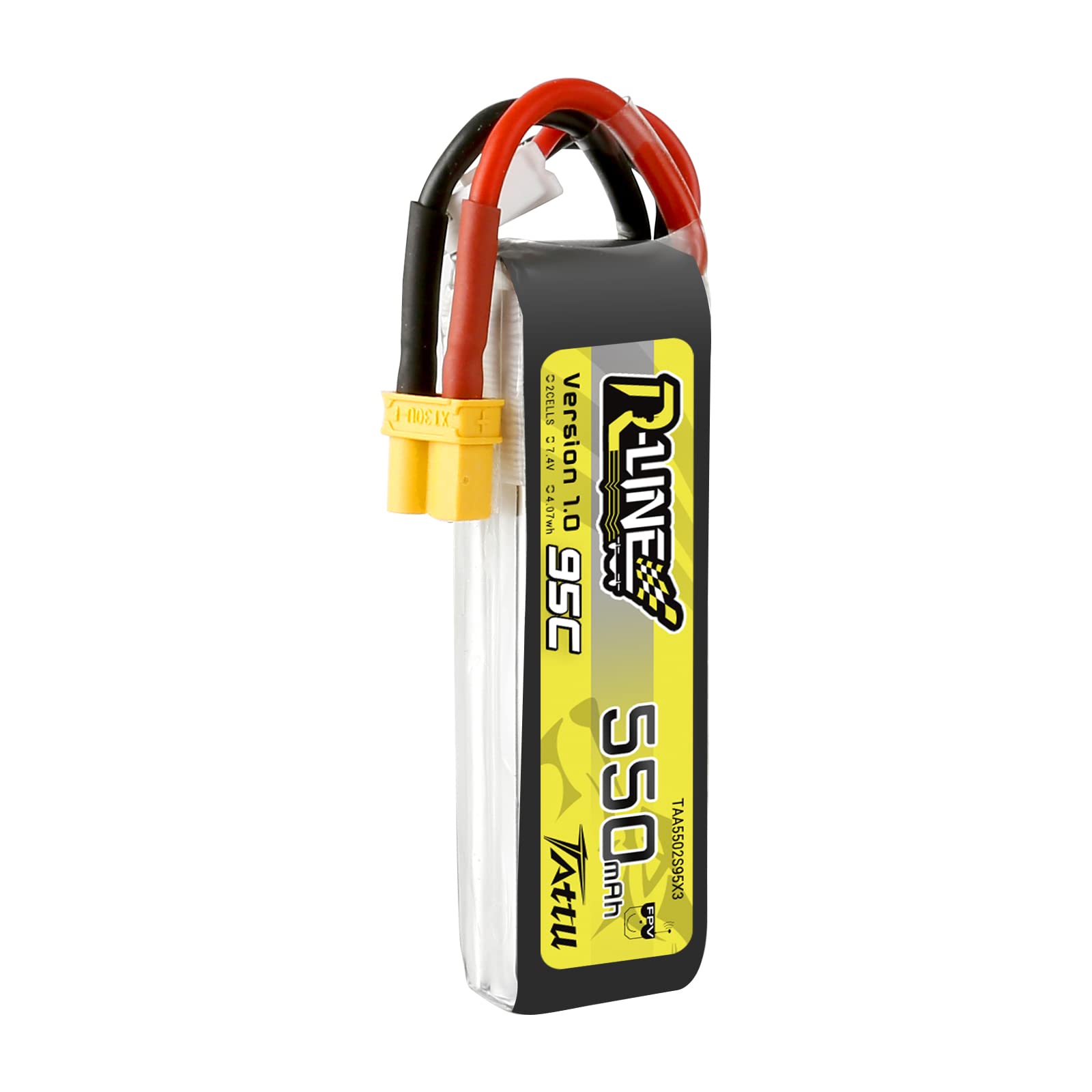 TATTU R-Line 550mAh 7.4V 95C 2S1P Lipo Battery Pack with XT30 Plug