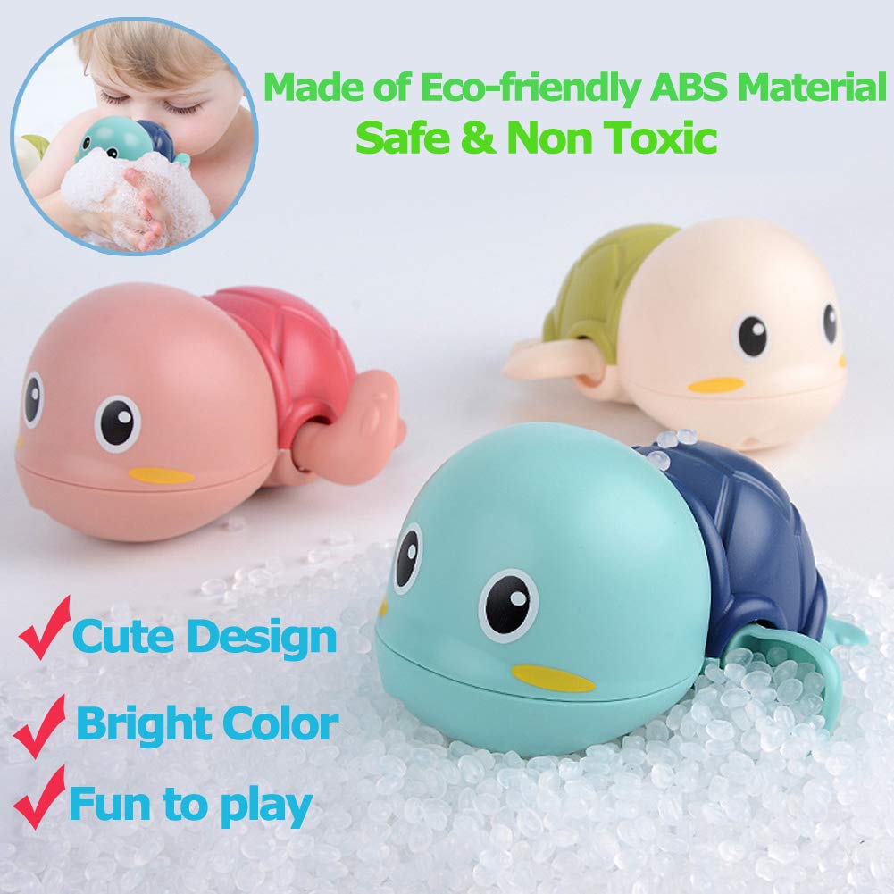 Baby Bath Toys-Wind Up Turtle Bathtub Toys,Toy For Babies 6-12 Months Floating Swimming Turtles For Boys Girls,Baby Shower Bathtime Fun Pool Toys For Toddlers,Gift For 1 2 3 4 Year Old Boys Girls