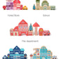 Moderngenic 181Pcs 'Streetscape' Wooden Building Block Set For Toddlers, Jigsaw Puzzle City Map, 11 Buildings (3 Extra Bonus: Circus, Zoo & Construction Site), Preschool Learning Educational Toys