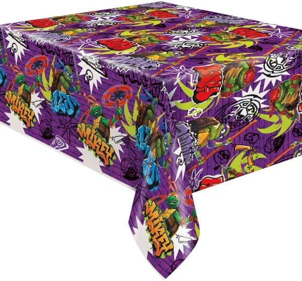 Unique TMNT Teenage Mutant Ninja Turtles Birthday Party Supplies Bundle Pack Includes 2 Plastic Table Covers and 1 Dinosaur Stic