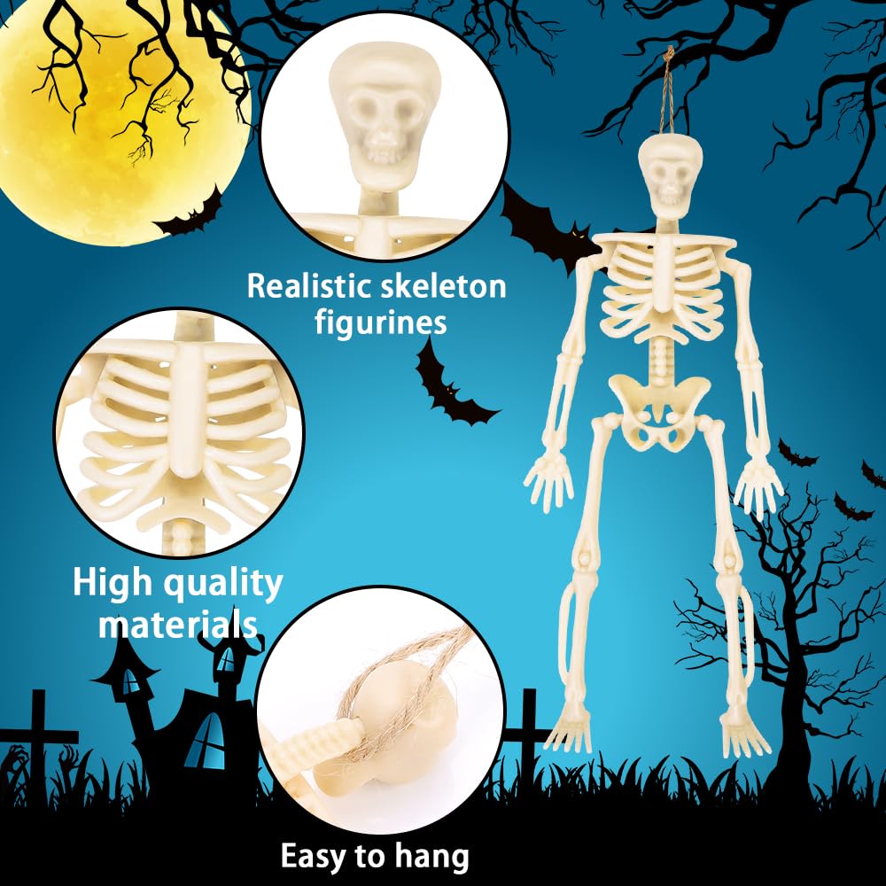 Dulefun 8Pcs Skeletons Halloween Decorations 6 Inch Small Skeletons Figurines Mini Skeletons For Halloween Indoor Outdoor Gravey