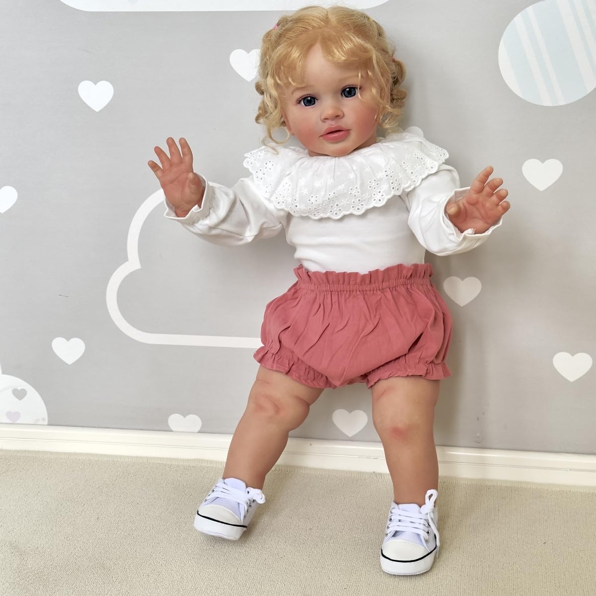 Kokomandy 26 Inch Reborn Baby Dolls Toddler Girl Doll That Look Real Life Soft Silicona Weighted Body Blonde Curly Hair Cute New
