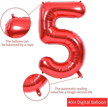Toniful 40 Inch Large Red Number 25 Balloons Giant Digital 25 Or 52 Helium Balloons, Foil Mylar Big Number Balloons For 25Th Or