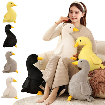 Elainren 4Pc Black Duck Stuffed Toy Lifelike Yellow Duck Plush Soft Gray Duckie Stuffed Animals,Realistic Furry Duck Plushie Cud
