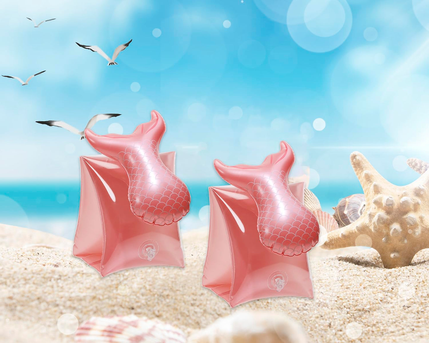 Swim Arm Floats Penta Angel 2Pcs PVC Cute Cartoon Inflatable Arm Band Flotation Sleeves Tubes Blow Up Water Rings for Little Gir