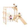 VEVOR Indoor Playground Jungle Gym, 8-in-1 Wooden Indoor Playground for Kids, 220LBS Montessori Climbing Toys Playset with Slide