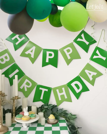 Green Happy Birthday Banner Greenery Theme Birthday Party Bunting Supplies Signs For Birthday Garland Nursery Hanging Decoration