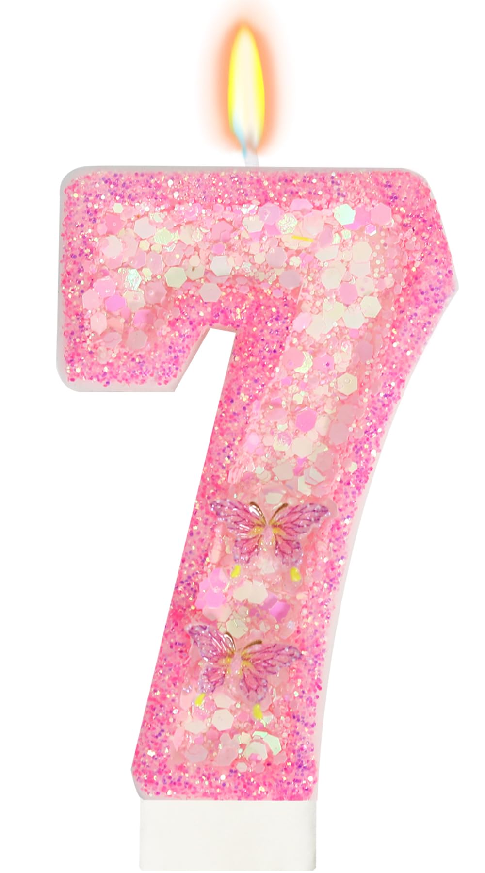 FAMGift Birthday Candles - Number 7 Candle, Butterfly Birthday Candles for Cake, 7th Birthday Party Decorations, Theme Party Sup