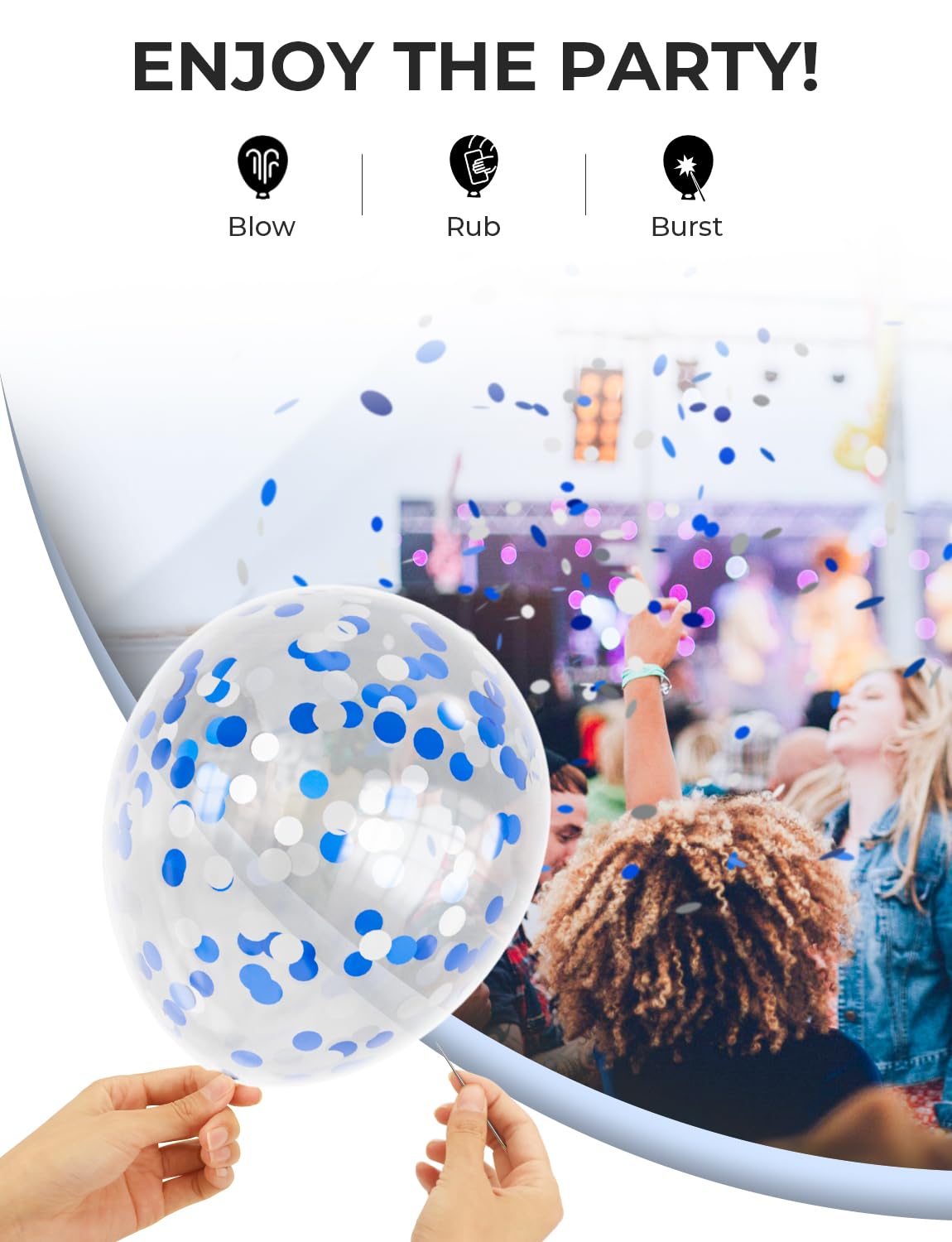 Haolongfa Navy Blue And Silver Balloons,12 Inch 60Pcs Navy Blue Balloons With Silver Confetti Balloons,Pearl White Latex Balloon