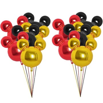 12 Pieces Mickey Party Balloons, 24    Red Black Gold Mouse Foil Balloons For Gender Reveal Baby Shower Wedding Kids Theme Birth