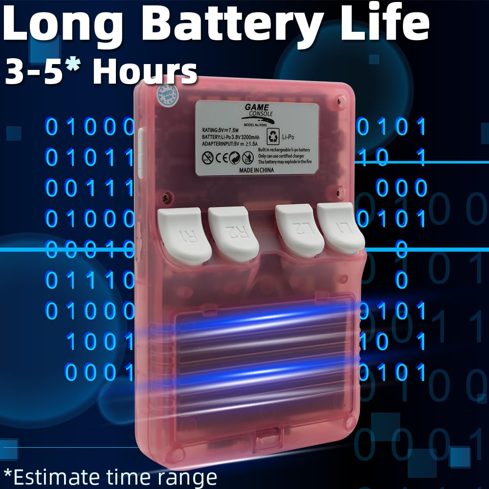 R36S Handheld Game Console 3.5-in 640*480 IPS OCA Screen 3200mAh Opensource System RK3326 Pink Transparent