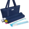 American Mah Jongg Set - 166 enhanced White Tiles  4 All-in-One Rack/Pushers  Blue Canvas Bag