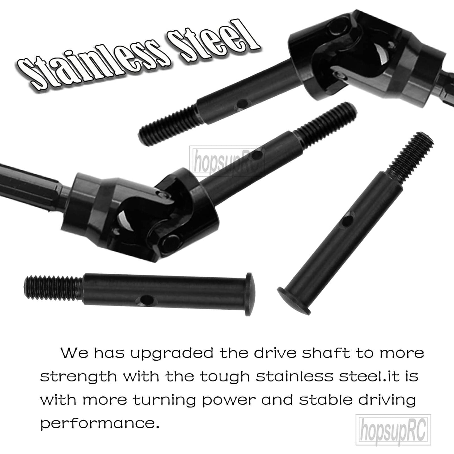 hopsupRC Upgrades Part for 1/10 Slash/Stampede/Rustler/Hoss 2WD VXL,Stainless Steel Drive Shaft CVD Axles,Alloy RC Shocks Absorb