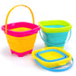 Shindel Foldable Beach Bucket Set, 2L Silicone Collapsible Toy Buckets For Kids, Camping Gear, Essentials Vacation, 3Pcs