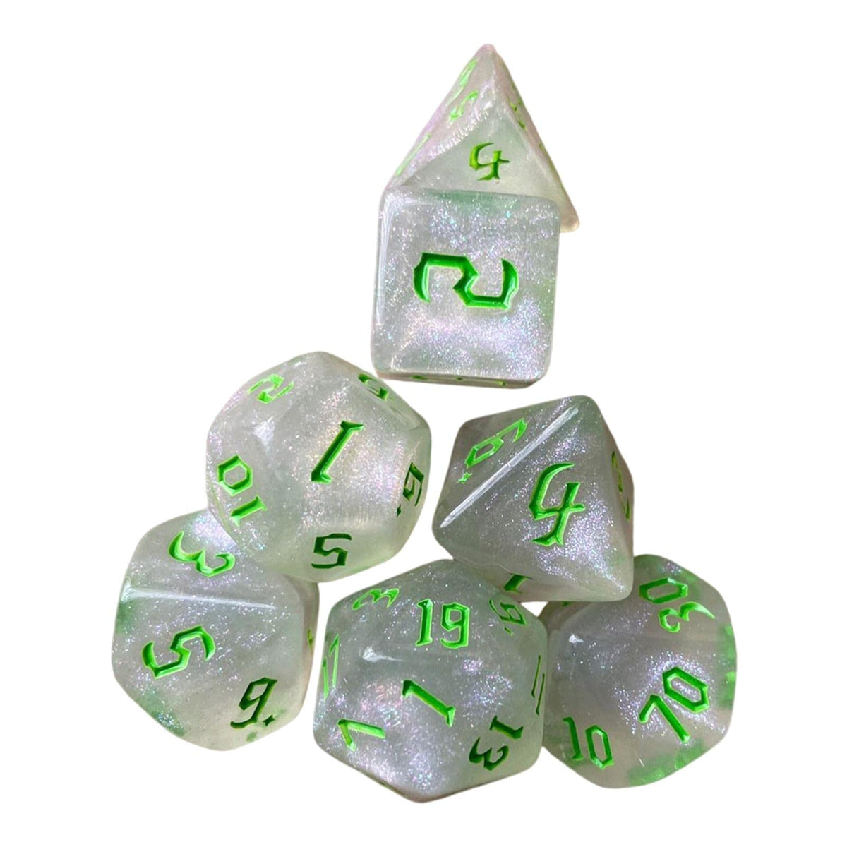 LOOM TREE Acrylic Polyhedral Dices Toys Math Teaching for Parties Table Games Green| Games | Game Pieces Parts