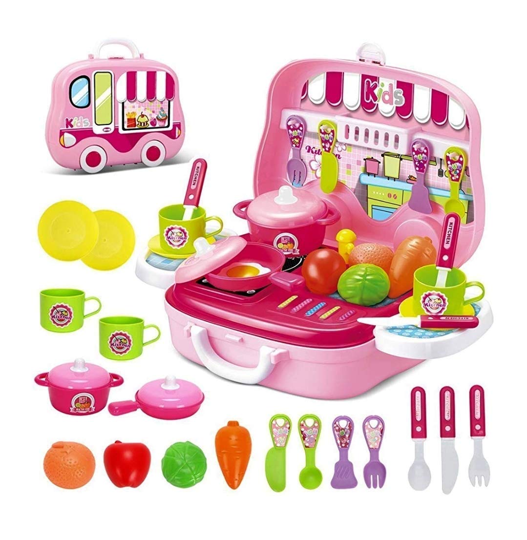 Wiggly Toys 26 Pcs Little Chef Latest Pretend Play Carry Along Kitchen Cooking Food Play Set for Kids|25