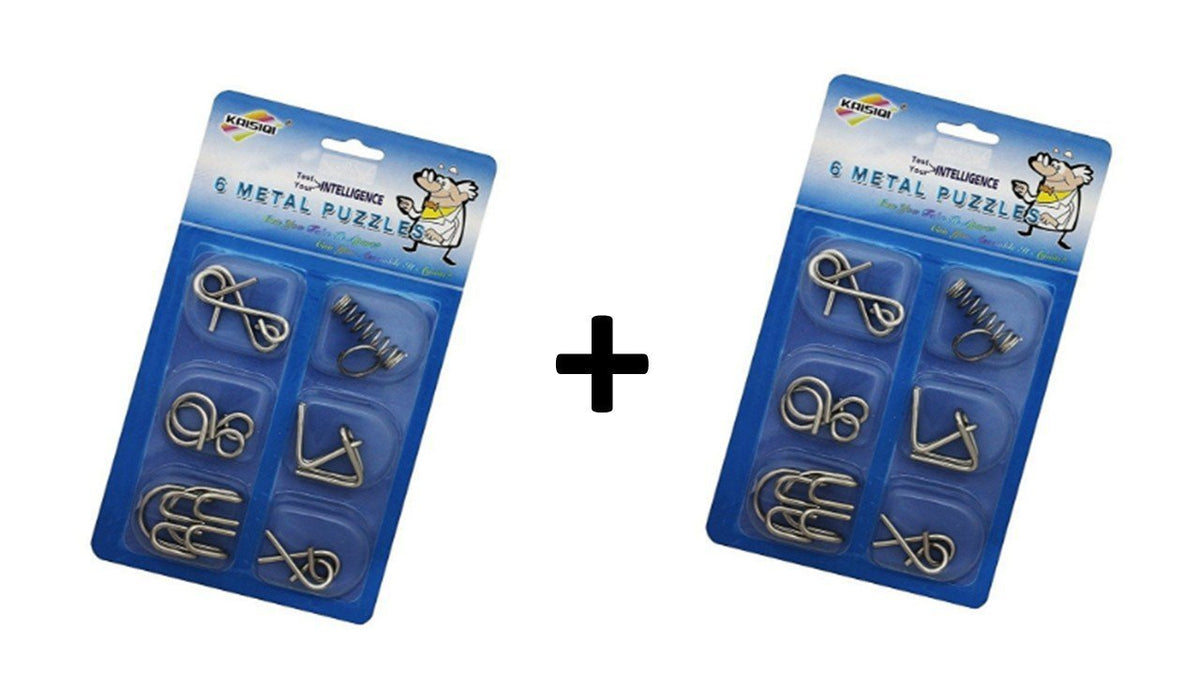 Shopaholic Stainless Steel 6 Metallic Intellectual Puzzles for All Age Groups.(Set of 2)
