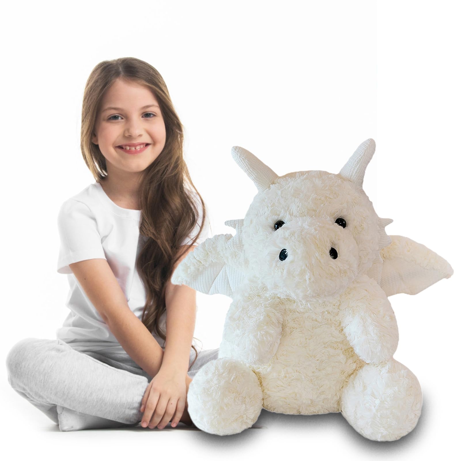 SUSULF Little Flying Dragon - Cute Stuffed Animal Plush Toy - Adorable Soft Dragons Toy Plushies and Gifts - Perfect Present for Kids (White 16.53in/42cm)