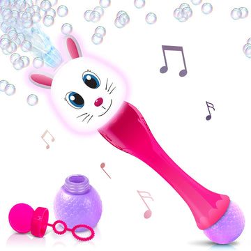 Artcreativity Easter Bunny Bubble Wand, Easter Basket Stuffers For Toddler, 14' Light Up Automatic Bubble Maker With Led & Music, Basket Essentials & Toys For Toddlers, Bubbles For Kids