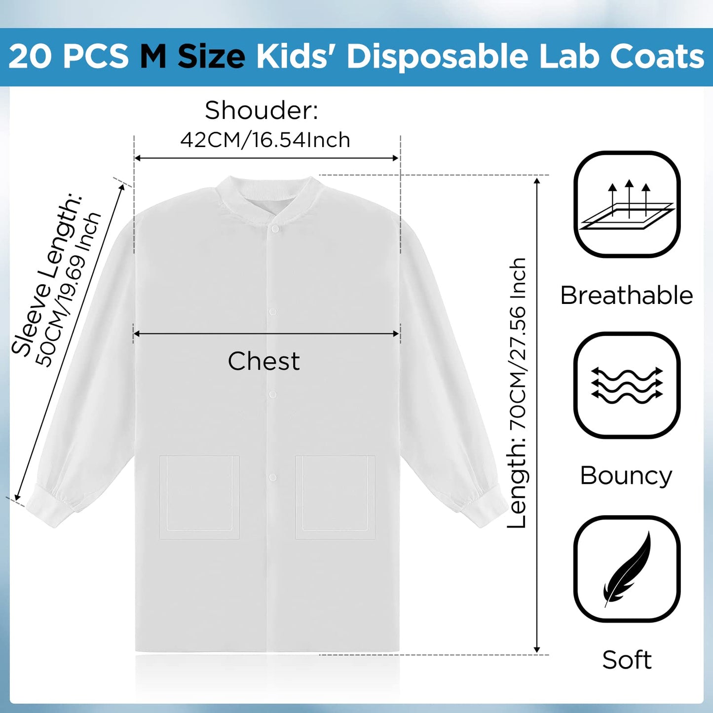 Jeyiour 20 Pack Disposable Lab Coats For Kids White Scientist Costume Kids Lab Coat Scientist Bulk Toddler Doctor Costume With E