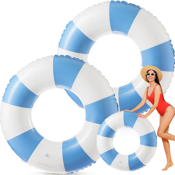 Foilswirl 2 Pcs 47.24 Inch Swimming Ring Jumbo Pool Floats Striped Pool Rings Inflatable Tube for Adult Swimming Summer Beach Ba